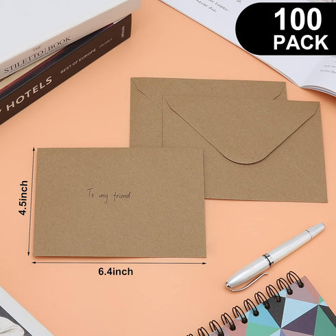 100 Pack Kraft 4x6 Envelopes, Contour Flap A4 Envelopes for Engagement Invites, Weddings Invitation, announcements, Baby shower, Perfect for RSVP ...