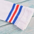 2Pairs/4Pcs Red & Blue Stripes Men Soccer Thigh Stocks High Stockings Velvet Sport Striped Long Socks (Red & Blue)...
