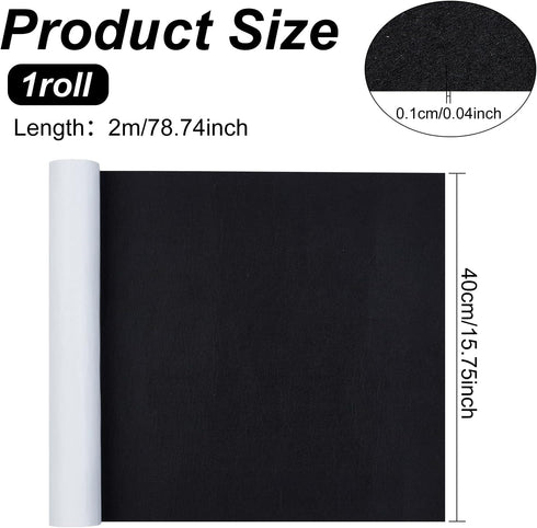 BENECREAT Black Self-Adhesive Felt Fabric 15.7" x 78.7" Shelf Liner for Halloween Decoration, DIY Costume Making and Jewelry Drawer Box Fabric Pee...