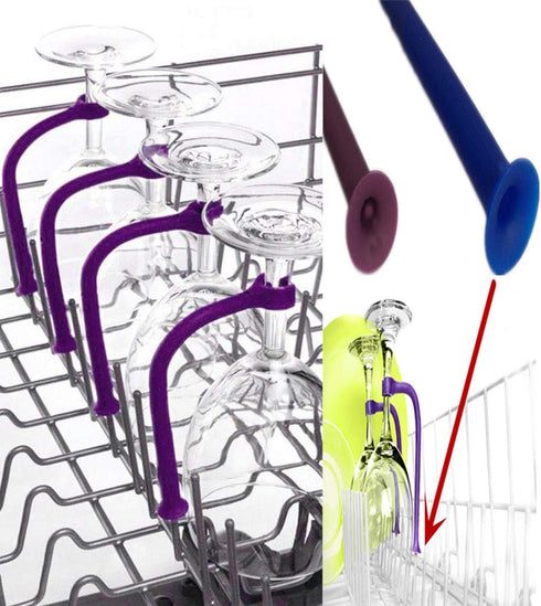 UoYu Tether Silicone Dishwasher Attachment Silicone Stemware Saver Flexible Stemware Holder Dishwasher Wine Glass Protector (Purple/8 pcs)...