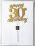 30th Birthday Cake Topper, 30th Happy Birthday Party Decoration with Premium Gold Glitter...