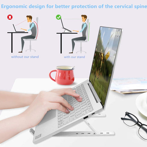 Laptop Stand, Laptop Riser, Computer Stand for Laptop, Aluminum Foldable Laptop Stand for Desk, Compatible with Dell, HP, MacBook, Lenovo and More...