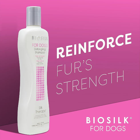 BioSilk for Dogs Silk Therapy Detangling Dog Shampoo | Sulfate Free and Paraben Free Shampoo for Dogs | Matted Hair Dog Detangler Shampoo for All ...