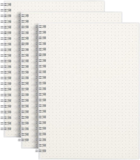 AHGXG Dotted Journals Spiral Notebook 3 Pack, A5 Bullet Dot Grid Journal with 100 GSM Thick Dotted Paper, Transparent Hardcover, 80 Sheets, for Bu...