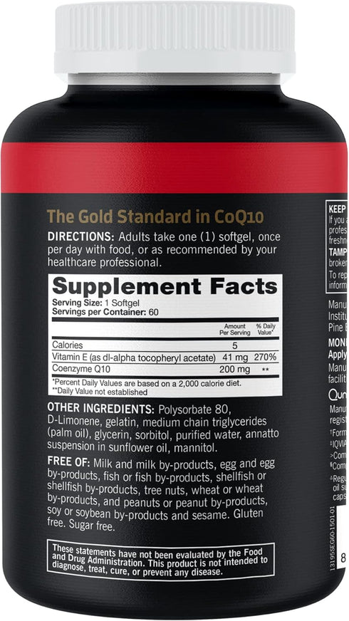 Qunol CoQ10 200mg Softgels, Ultra CoQ10 - Ultra High Absorption Coenzyme Q10 Supplements - Antioxidant Supplement for Vascular and Heart Health & ...