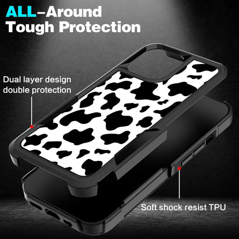 Designed for iPhone 11 Case, Heavy-Duty Tough Rugged Lightweight Slim Shockproof Protective Case for iPhone 11 6.1 Inch,Women Girls,Cute Cow Print...