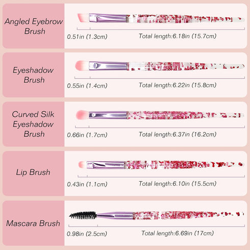 Bling Crystal Makeup Brush Set: 10-Piece Professional Glitter Brushes for Foundation, Concealer, Eye Shadow, Blush, Lip - Transparent Handles...