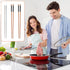 3 Pairs Extra Long Cooking Chopsticks - 15.3 Inch Stainless Steel and 16.5 Inch Wooden Kitchen Chopsticks for Hot Pot, Frying, Noodle, and Cooking...