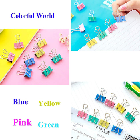 Small Binder Clips 1 inch Length, Colorful, for Office (64 Pcs)...