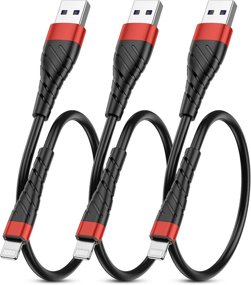 Compatible with Apple MFi Certified Short for iPhone Charger Cable 3 Pack 1Ft, 12 inch Lightning Charging Cord, Fast 2.4A for iPhone Data Cord Com...