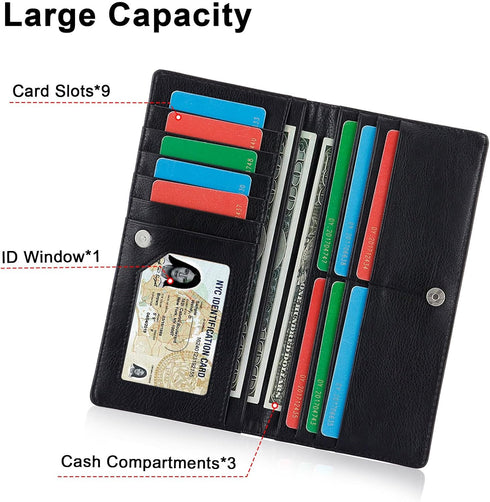 HUA ANGEL Bifold Wallets, Slim Long Wallet for Women RFID Blocking Ultra Thin Credit Card Holder Ladies Clutch Purse Billfold...