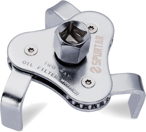 Spurtar Universal Oil Filter Wrench 3 Jaw Adjustable Oil Filter Removal Tool, 2 Way Oil Filter Wrench for Removing Oil Filters from Diameters 2-1/...