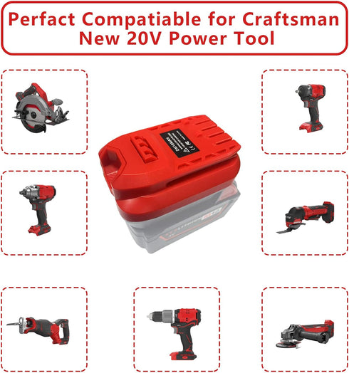 V20 Adapter Use for Craftsman 20V Cordless Tools,for Dewalt 20V 60V and for Milwaukee 18V M18 Li-on Battery Convert to Craftsman V20 Battery,Power...