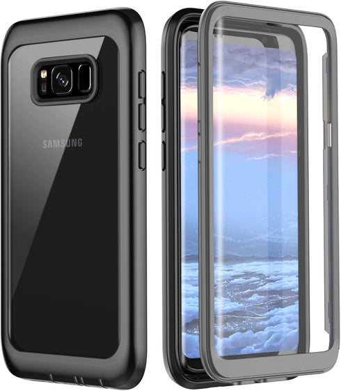 Samsung Galaxy S8 Case, Pakoyi Full Body Bumper Case Built-in Screen Protector Slim Clear Shock-Absorbing Dustproof Lightweight Cover Case for Sam...