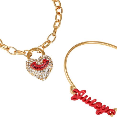 Juicy Couture Goldtone 2 Piece Cuff and Slider Charm Bracelet...