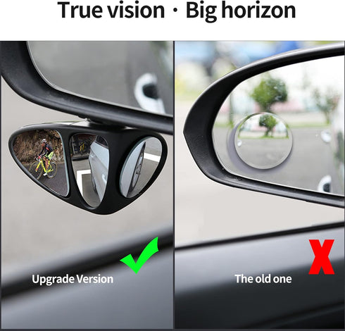 Car Blind Spot Mirror, 3-view Wide Angel Mirror Auxiliary Mirror for Front Rear Wheel Blind Spot Rear View Mirror. (Black Right)...
