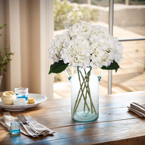Kimura's Cabin 6pcs Fake White Flowers Artificial Silk Hydrangea Flowers Bouquets Faux Hydrangea Stems for Home Table Centerpieces Wedding Party D...