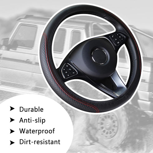 Leather Steering Wheel Cover,Anti Slip Car Steering Wheel Cover for Car Decorations & Steering Wheel Protections,Universal 15Inch Wheel Cover Car ...