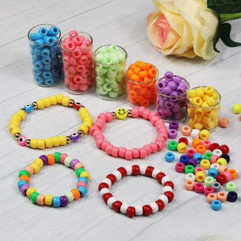 Crayon Color Mixed Pony Beads for Friendship Bracelet Making Size 6x9mm 1000pcs...