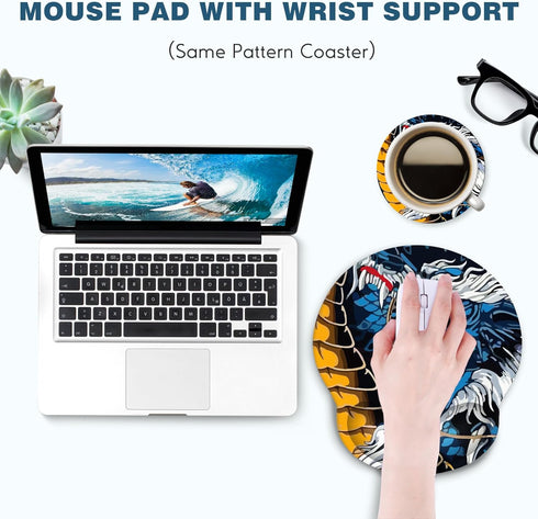 DINKY Ergonomic Mouse Pads, Cute Mouse Pad with Wrist Rest Support Gel, Non-Slip PU Base Mouse Mat with Memory Foam for Home, Office and Gaming, E...