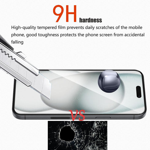 Front and Back Screen Protector Glass Compatible with iPhone 15 Plus 6.7 inch, 2 Pcs Front Protector+ 2 Pcs Back Protector + 2 Pcs Camera Lens Pro...