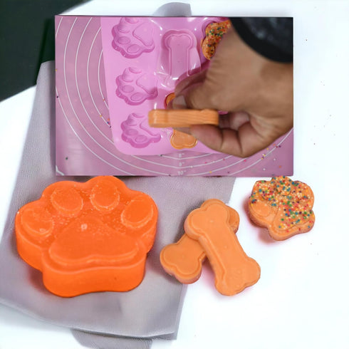 2 Set 3D Puppy Bone and Paw Chocolate Chip Silicone Mold, Dog Paw and Bone Candy Melt Fondant, Reusable, Easy to clean, Heat Resistant, Food-Grade...