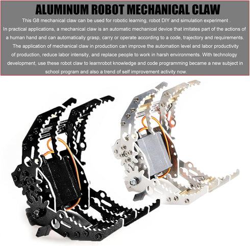 Premium Mechanical Arm Claw with Servo for Robot Hand, Black Metal Robot Gripper Kit, RC Fingers Paw DIY Robotic Part Manipulator Clamp for Arduin...