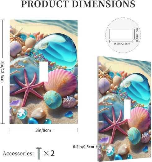 Beach Starfish Seashell Nautical Custom 1 Gang Light Switch Cover Decorative Single Toggle Wall Plate Switchcovers Electrical Switchplate Home Dec...