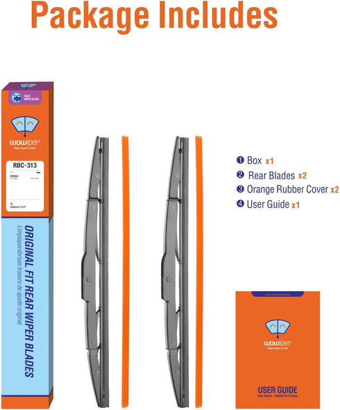 Genuine Rear Wiper Blades for Honda CRV 2012 2013 2014 2015 2016, 13"+13" (2 Pack) OEM 76730-T0A-003, Compatible for U/J-Hook...