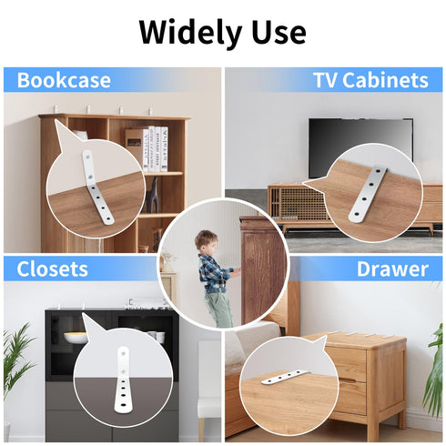 furniture anchors anti-tip baby proofing: Safety Straps Kit for Dresser Secure 400 lbs Bookcase to Wall Cabinet Wall Anchor 4 Pack...