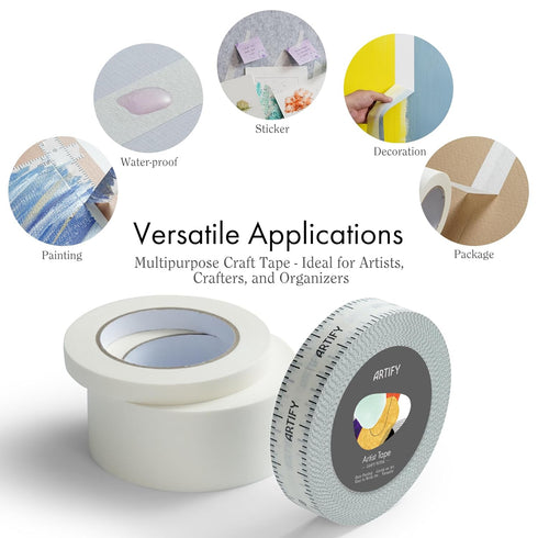 ARTIFY Artist Tape for Drafting Art, 0.5" *3 Pack White Masking Tape for Watercolor Painting Drafting Canvas Framing and All Paper Media, for Craf...