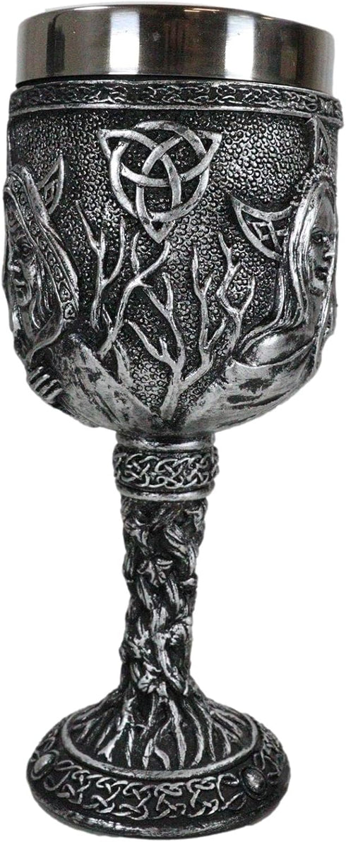 Ebros Celestial Celtic Triple Goddess Maiden Mother Crone Pagan Wiccan Wine Drink Goblet Chalice Figurine Wicca Occult Decor Home Kitchen And Dini...