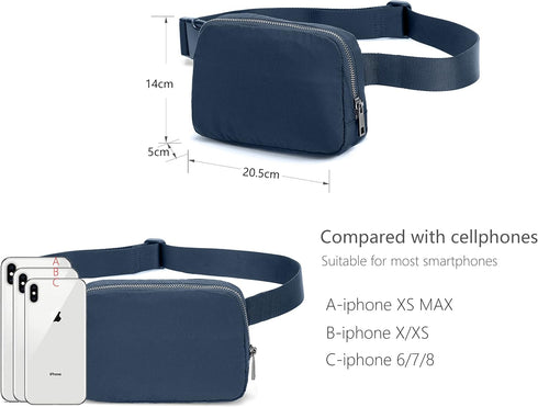 Fanny Belt Bag Waist Pack Crossbody Bags Bum Bag for Running Hiking Travel Workout Adjustable Strap for Women -blue...