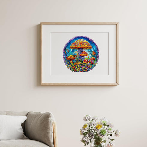 Wooden Puzzles for Adults, Magical Mushrooms Wooden Jigsaw Puzzles for Adults, Wood Puzzles Adults, Unique Animal Shape Wood Cut Puzzles, Birthday...