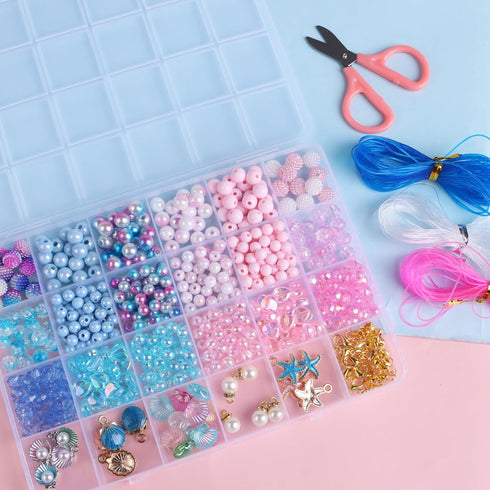 FOPINOA Bracelet Making Kit, Pearl Beads for Bracelet Making with Beautiful Ocean Pendant Charms and Elastic Strings for DIY Crafts Jewelry Bracel...