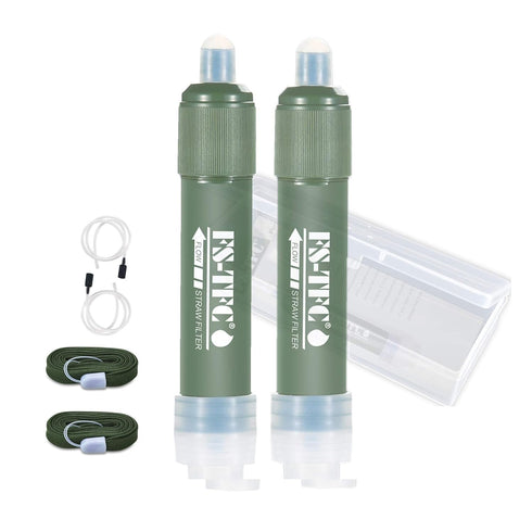 FS-TFC Personal Water Filter Straw Mini Water Purifier Survival Gear for Hiking, Camping, Travel and Emergency Preparedness,2Pack...