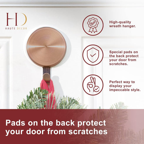 Haute Decor Attract Magnetic Wreath Hanger (Copper) - Set of 2 Magnets - for 2 Metal Doors/Surfaces or 1 Single-Pane Glass Door/Window - Holds up ...