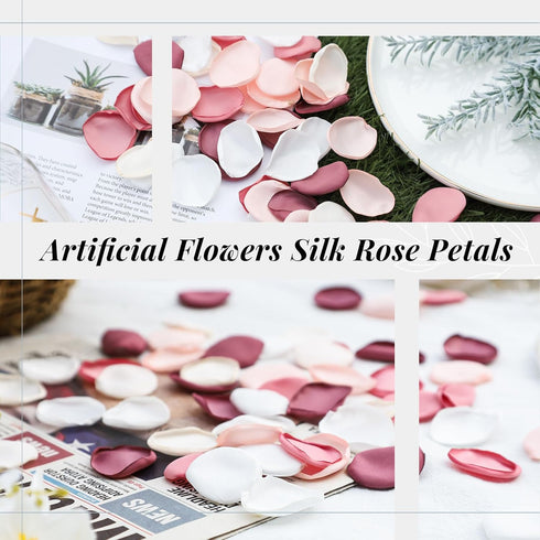 Der Rose 300pcs Artificial Flowers Silk Fake Pink Rose Petals Flower Girl Scatter Pedals for Aisle Centerpieces Table Confetti Party Favors Home W...