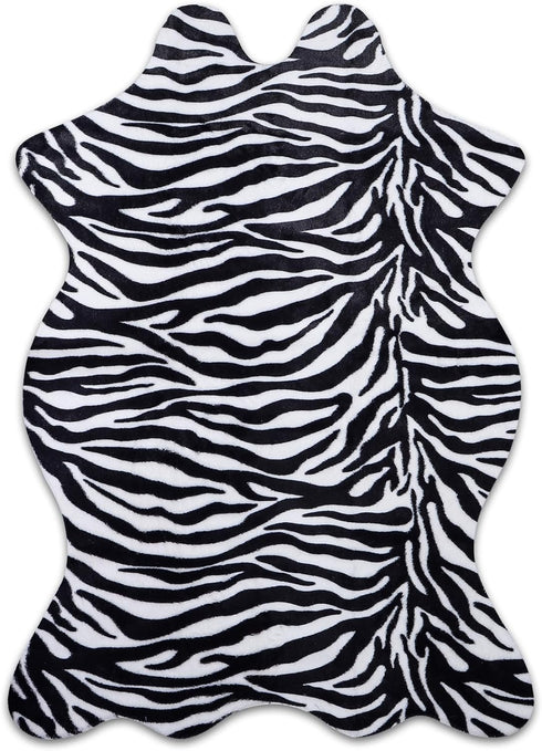 Zebra Print Rug,3.6x2.5 Feet Faux Animal Print Rug Cute Area Rug Fun Western Room Decor Zebra Rugs for Living Room Bedroom Non-Slip (43 inches x 2...