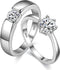 Uloveido 1 Pair Wedding Engagement Couple Ring Set for Women and Men Valentine's Day Gift - Anniversary Promise Ring Set in Silver Color for Boyfr...