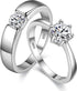 Uloveido 1 Pair Wedding Engagement Couple Ring Set for Women and Men Valentine's Day Gift - Anniversary Promise Ring Set in Silver Color for Boyfr...