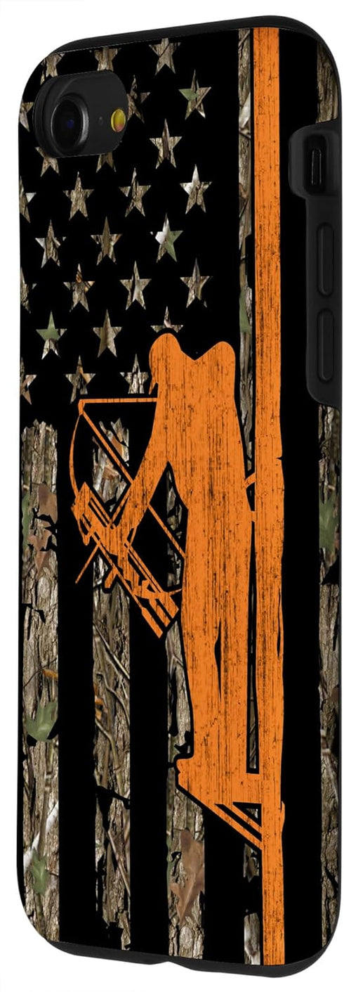 iPhone SE (2020) / 7 / 8 Bow Hunting Tree Stand Deer Hunter American Flag Camouflage Case...