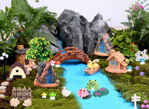 108 Pieces Miniatures Fairy Garden Accessories Outdoor, Fairy Garden Kit, Miniature Figurines, Fairy Garden Accessories, DIY Micro Landscape Ornam...