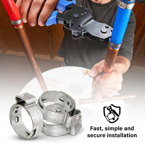 PUDS0058-10 Oetiker Style Pinch PEX Cinch Clamps, 5/8 INCH, Stainless Steel...
