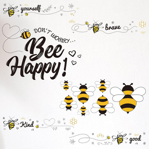 12 Pcs Bee Gnome Wall Decals Honey Bee Window Decor Clings Vinyl Inspirational Quotes Wall Window Sticker for Kitchen Office Fridge Decoration Par...