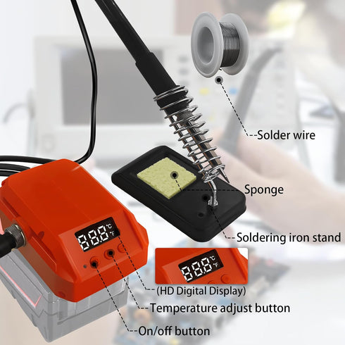 Cordless Soldering Iron Welding Kit,Soldering Iron Station for Milwaukee 18V Battery,LED Display 180-480? Adjustable Soldering gun with 25g Solder...