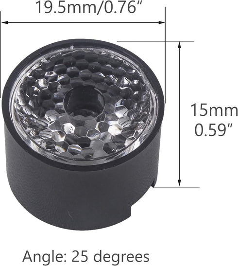 (Pack of 20) Acrylic Lens with Black Holder Bracket, Focusing Led Lens Use for Led Beads, Led Chip, Led Lamp Bulb Focus, 25 Degree ?20mm...