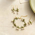 3Pcs Set Lily of the Valley Necklace and Earring Bracelet Green Paint Leaves and Freshwater Pearl Necklace Gift for Women Mom Friends Bride...