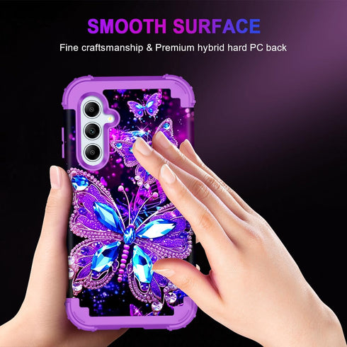 Miqala for Galaxy A55 5G/A35 5G Case,Glow in The Dark Three Layer Heavy Duty Shockproof Full Protection Hard Plastic Bumper+Soft Silicone Protecti...