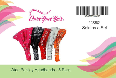 Bandana Headband-Paisley Bandana Headband Wrap- 5 PC Wide Headbands-Christmas Gifts by CoverYourHair...